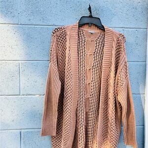 Charlotte Russe Tan Open Knit Cardigan